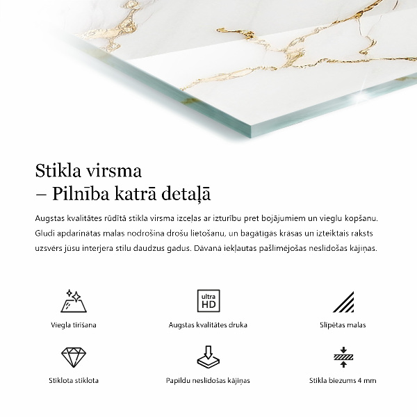 Téglalap alakú üveglap Finom erezetű márvány mintázat