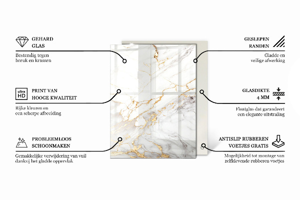 Téglalap alakú üveglap Finom erezetű márvány mintázat