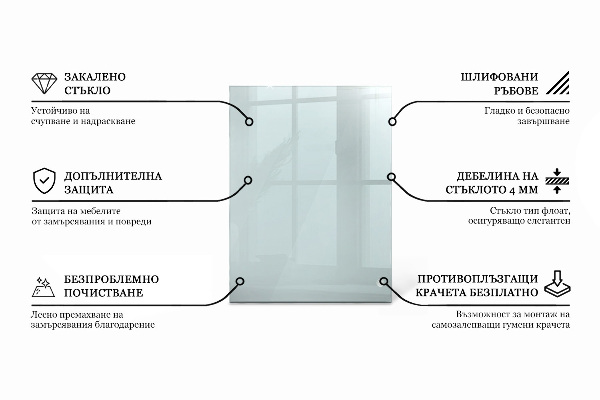 Téglalap alakú üveglap Átlátszó