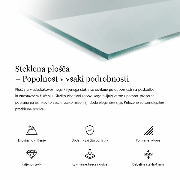 Téglalap alakú üveglap Átlátszó