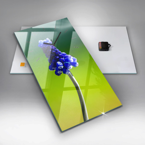 Téglalap alakú üvegóra Kék virágok