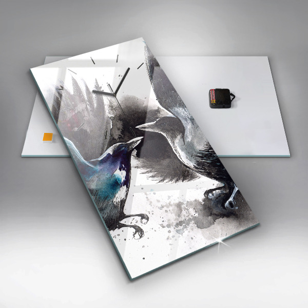 Téglalap alakú üvegóra Festett madarak