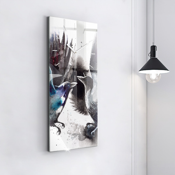 Téglalap alakú üvegóra Festett madarak