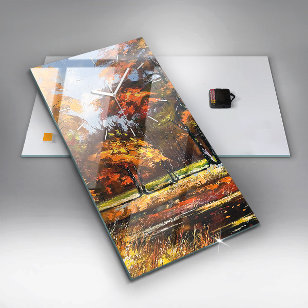 Téglalap alakú üvegóra Őszi táj egy folyóval