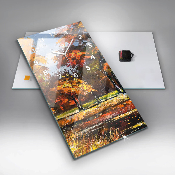 Téglalap alakú üvegóra Őszi táj egy folyóval