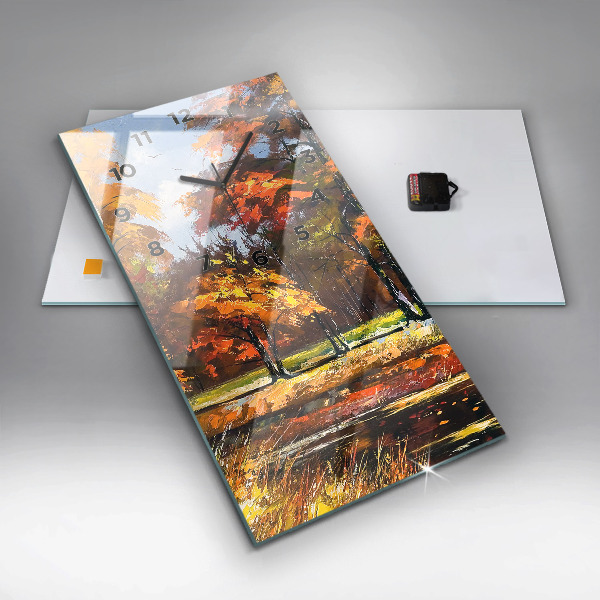 Téglalap alakú üvegóra Őszi táj egy folyóval