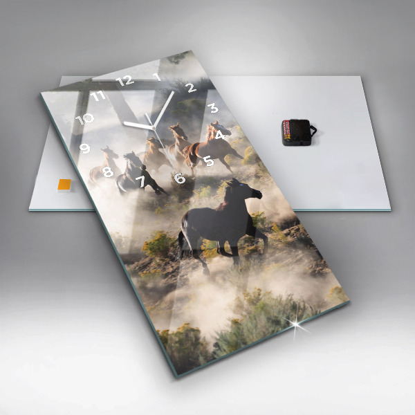 Téglalap alakú üvegóra Rohanó lovak csordája