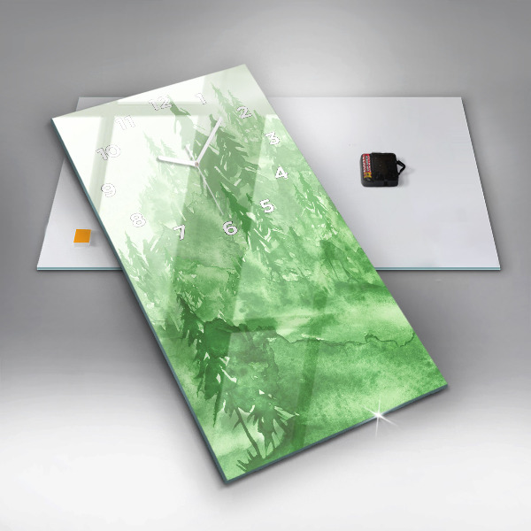 Téglalap alakú üvegóra Zöld erdő festése