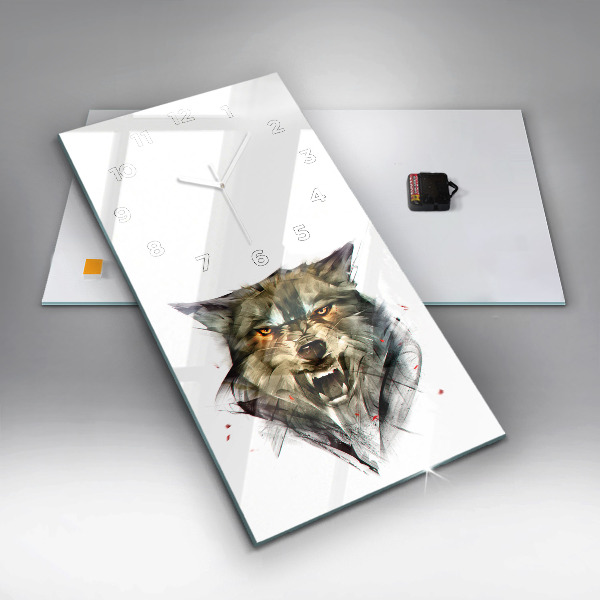 Téglalap alakú üvegóra Rajzolt portré egy farkasról