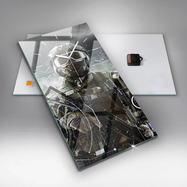 Téglalap alakú üvegóra Katona fegyverrel