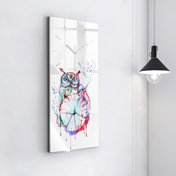 Téglalap alakú üvegóra Bagoly és óra illusztrációja