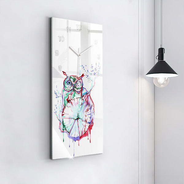 Téglalap alakú üvegóra Bagoly és óra illusztrációja