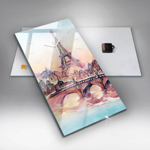 Téglalap alakú üvegóra Párizs festett tája