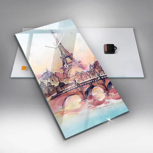 Téglalap alakú üvegóra Párizs festett tája