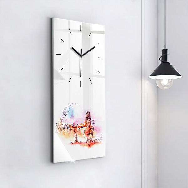 Téglalap alakú üvegóra Nő teát iszik