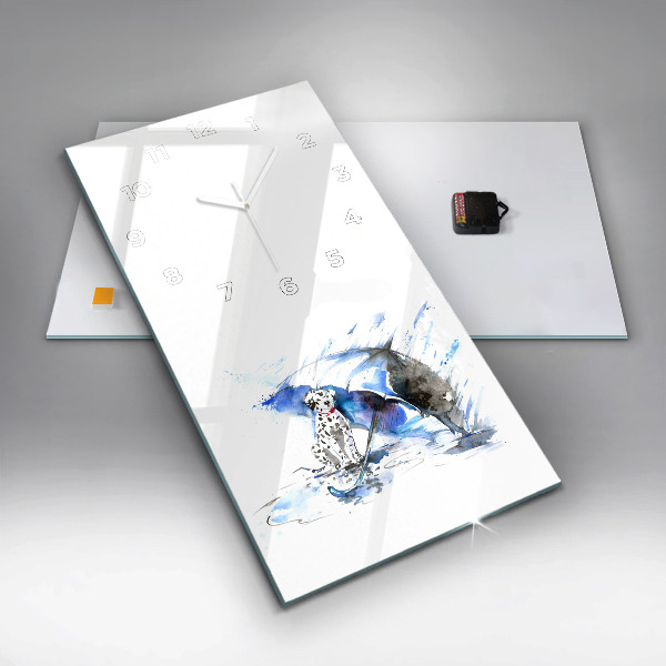 Téglalap alakú üvegóra Dalmata és esernyő