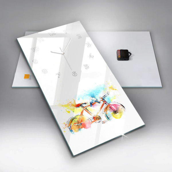 Téglalap alakú üvegóra Festett bicikli