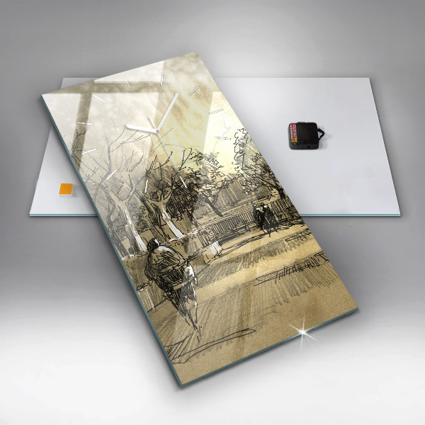 Téglalap alakú üvegóra Park és a szépia fák