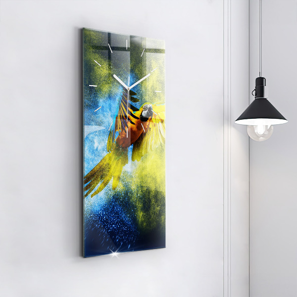 Téglalap alakú üvegóra Színes papagáj