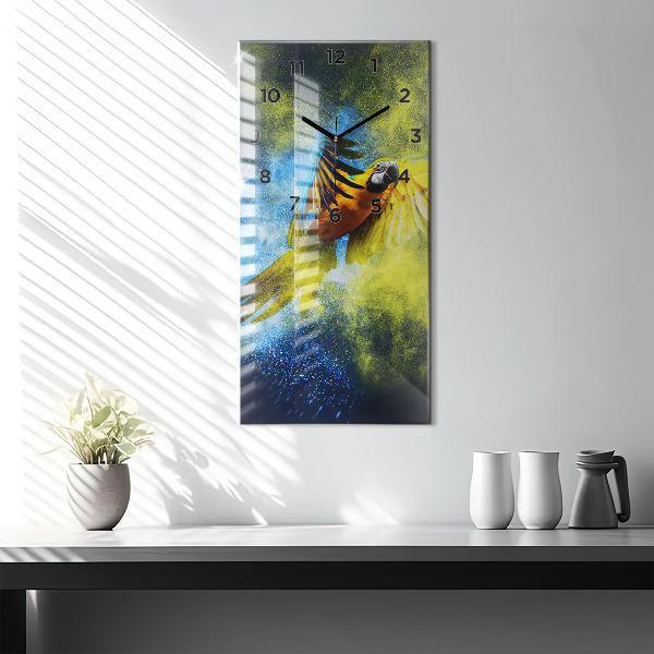 Téglalap alakú üvegóra Színes papagáj