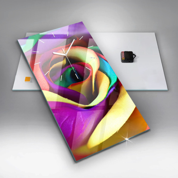 Téglalap alakú üvegóra Szivárvány rózsa