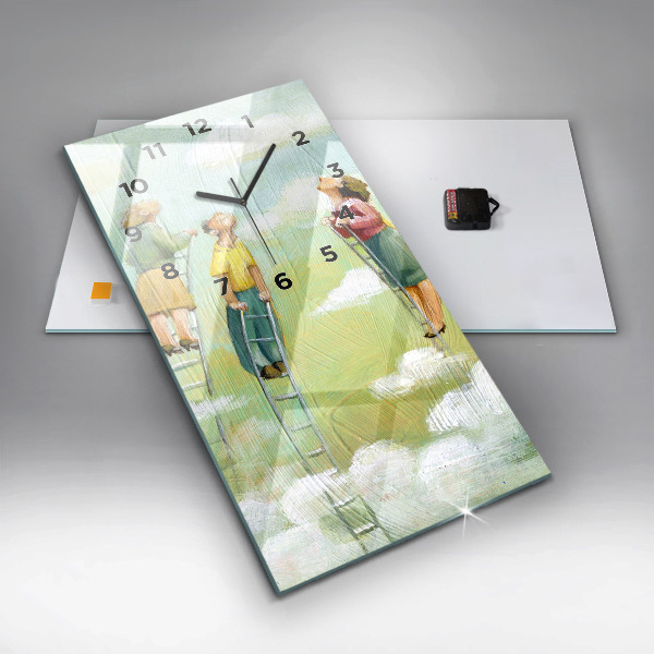 Téglalap alakú üvegóra Emberek a létrán