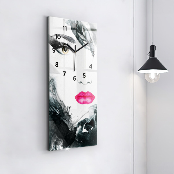 Téglalap alakú üvegóra Vörös ajkak nő portréja