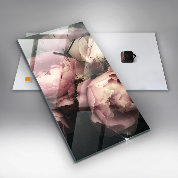 Téglalap alakú üvegóra Rózsaszín rózsa csokor