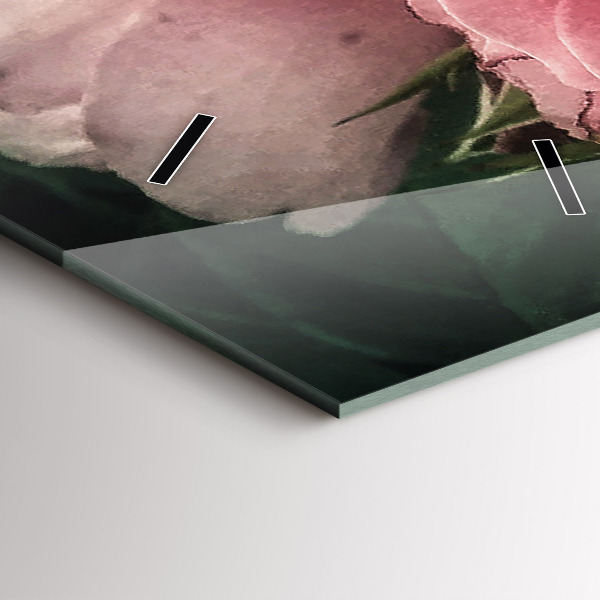 Téglalap alakú üvegóra Rózsaszín rózsa csokor