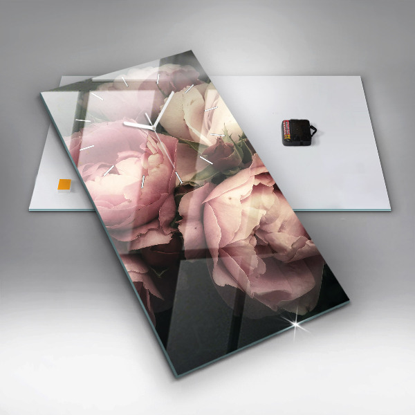 Téglalap alakú üvegóra Rózsaszín rózsa csokor