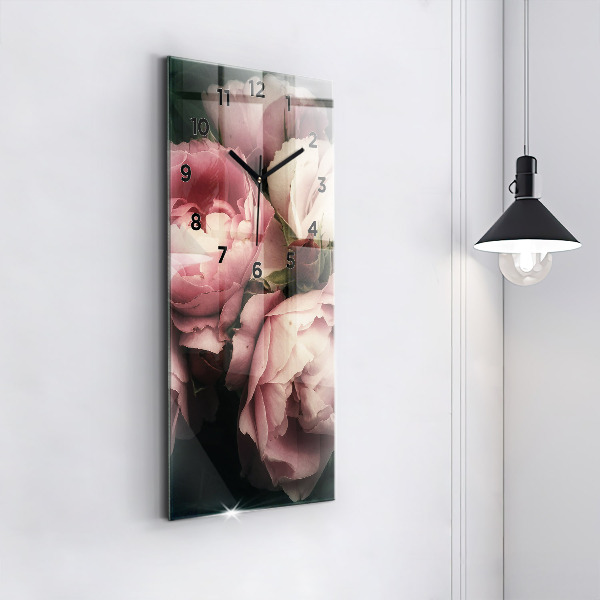 Téglalap alakú üvegóra Rózsaszín rózsa csokor