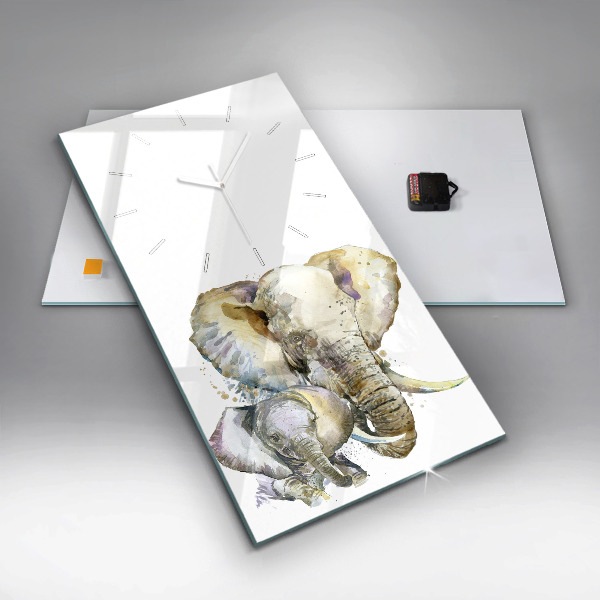 Téglalap alakú üvegóra Festett állatok elefántok