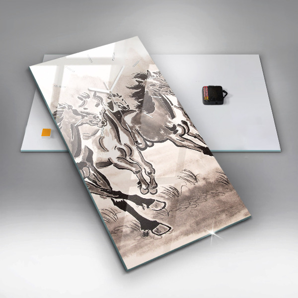 Téglalap alakú üvegóra Vágtató lovak