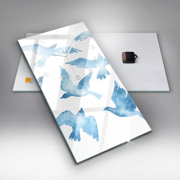 Téglalap alakú üvegóra Repülő kék madarak