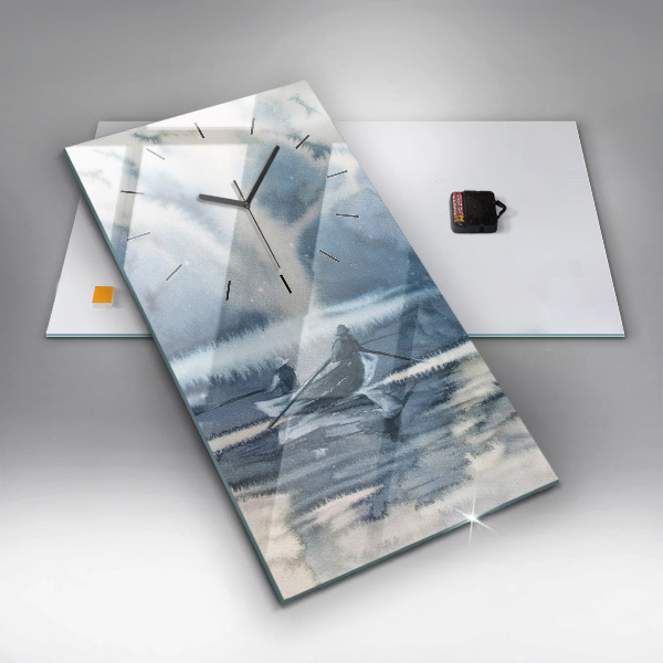 Téglalap alakú üvegóra Halász a tavon