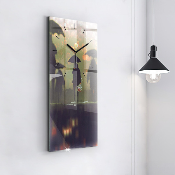 Téglalap alakú üvegóra Emberek esernyővel