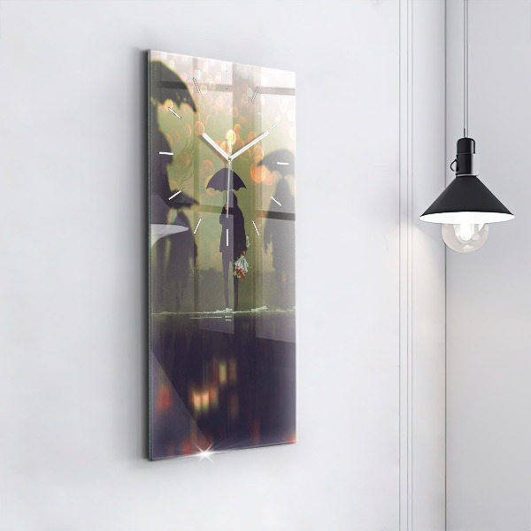 Téglalap alakú üvegóra Emberek esernyővel