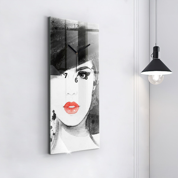 Téglalap alakú üvegóra Nő kalapban