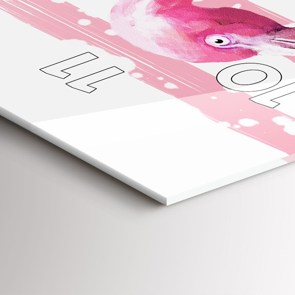 Téglalap alakú üvegóra Flamingo grafika