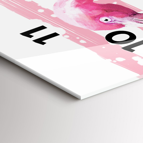 Téglalap alakú üvegóra Flamingo grafika