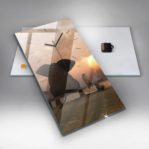 Téglalap alakú üvegóra Állatok és naplemente