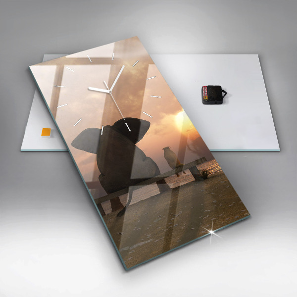 Téglalap alakú üvegóra Állatok és naplemente