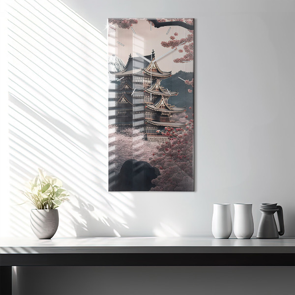 Téglalap alakú üvegóra Torony és virágok Ázsiában