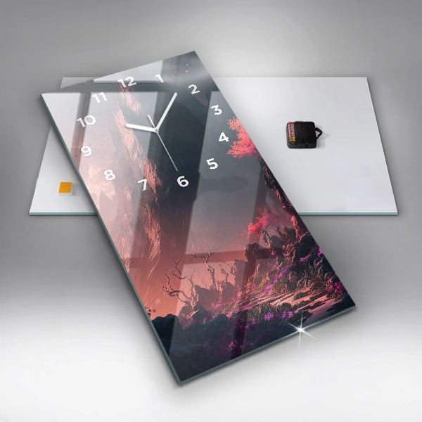 Téglalap alakú üvegóra Varázslatos erdő és hegyek