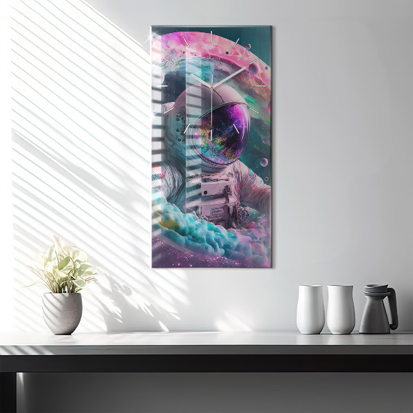 Téglalap alakú üvegóra Űrhajós és színes felhők