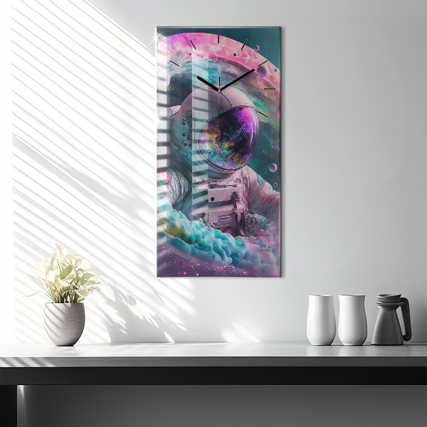 Téglalap alakú üvegóra Űrhajós és színes felhők