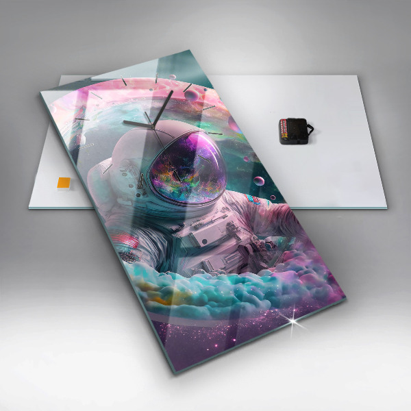 Téglalap alakú üvegóra Űrhajós és színes felhők