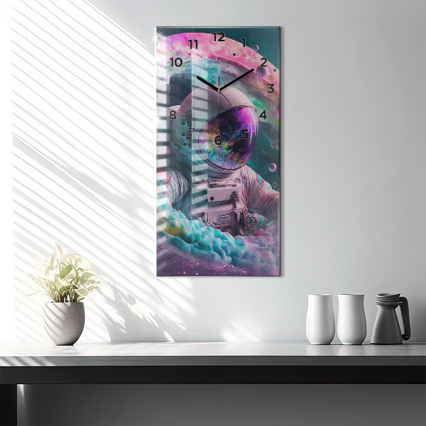 Téglalap alakú üvegóra Űrhajós és színes felhők