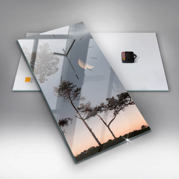 Téglalap alakú üvegóra Félhold és fák