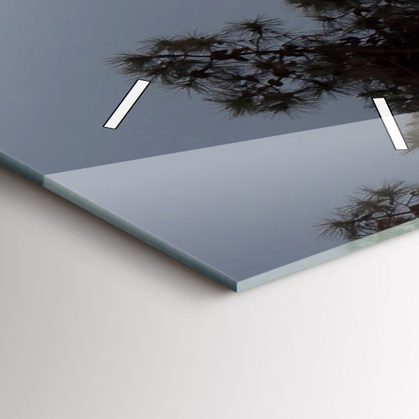 Téglalap alakú üvegóra Félhold és fák